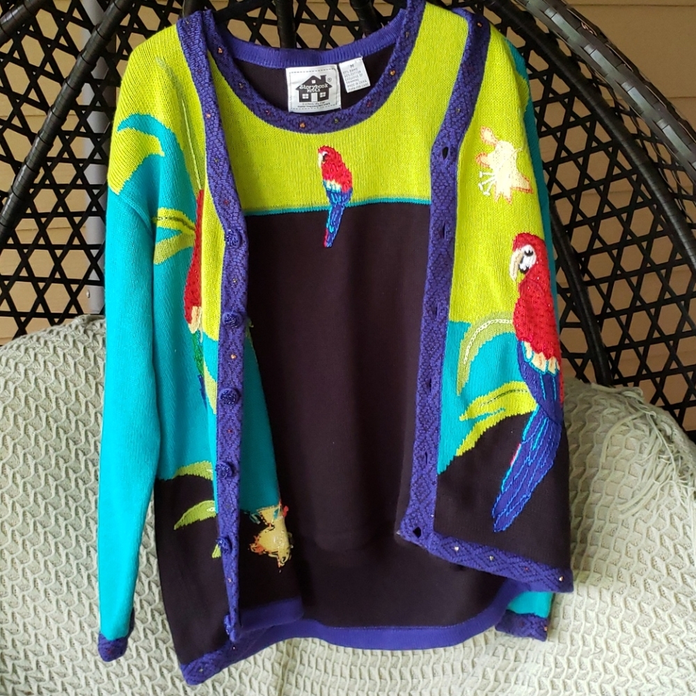 RARE 🦜 Parrot twinset sweater and tank - Storybook Knits - Picture 3 of 11